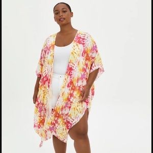 Torrid Pink and Yellow Tie Dye Duster